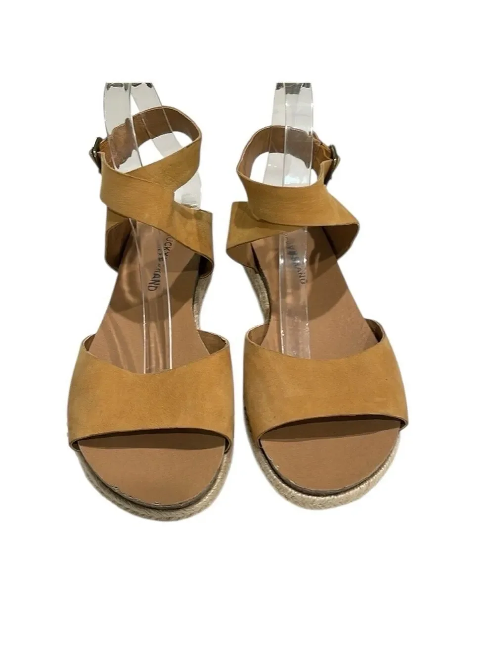 Lucky Brand Gladas Espadrille Ankle Wrap Wedge Sandal SZ‎ 8 Desert Sand